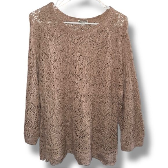 Anthropologie (Wonderly) Pink Beige Loose Knit Layering Sweater Women’s Size L - Picture 13 of 16